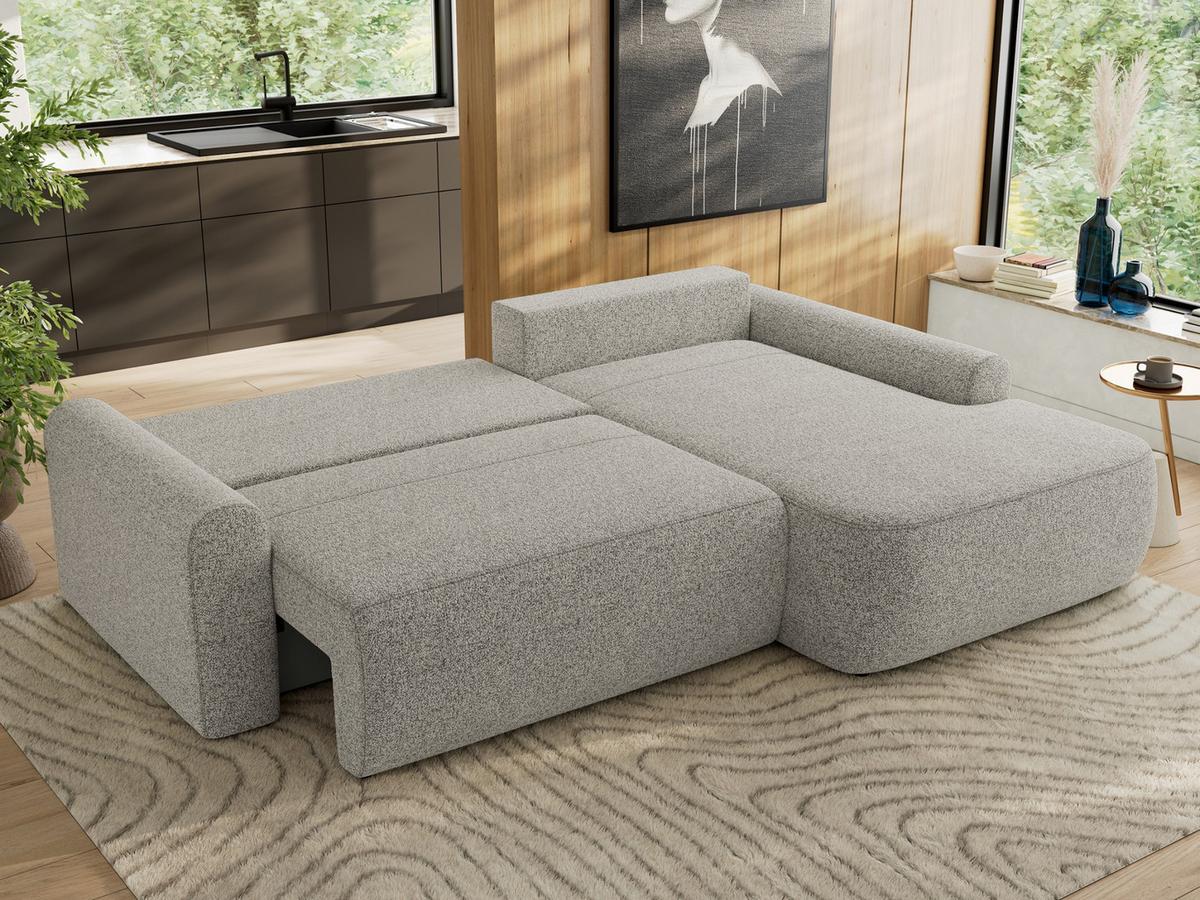 ECKSCHLAFSOFA CUBO L Hellgrau Struktur - rechts - Hellgrau/Schwarz, Kunststoff/Textil (187/273cm) - MKS