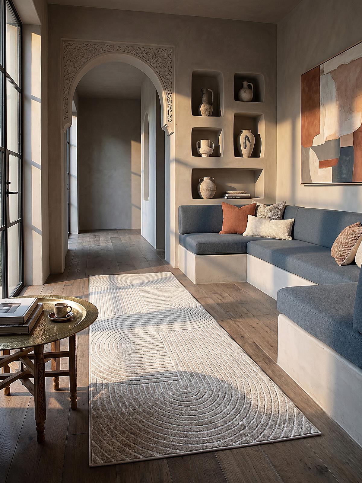 TEPPICH Outdoor Geometrisch MEZEN Polypropylen Beige 80 x 150 cm - Beige, Textil (80/150cm) - KADIMA DESIGN