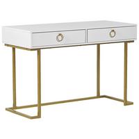 KONSOLENTISCH weiß/gold 2 Schubladen Westport - Goldfarben/Weiß, Metall (50/115/77cm) - Beliani