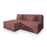 ECKSOFA FIORO Rosa Kordstoff mit Schlaffunktion - Rosa, Holz (204/148cm) - MASSENO