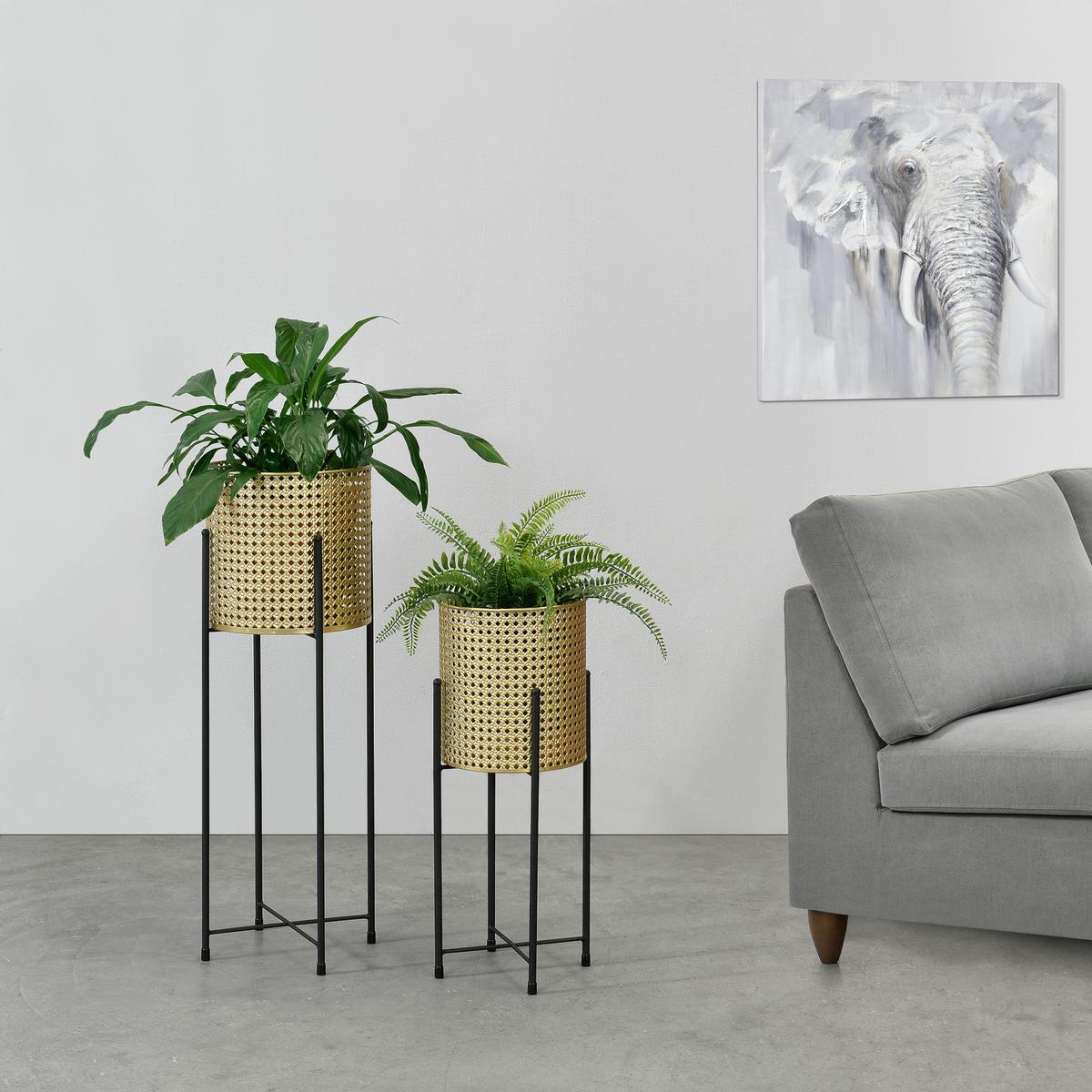 PFLANZENSTÄNDER-SET 2 TLG. Mol - Goldfarben/Schwarz, Metall (24/70/24cm) - [en.casa]