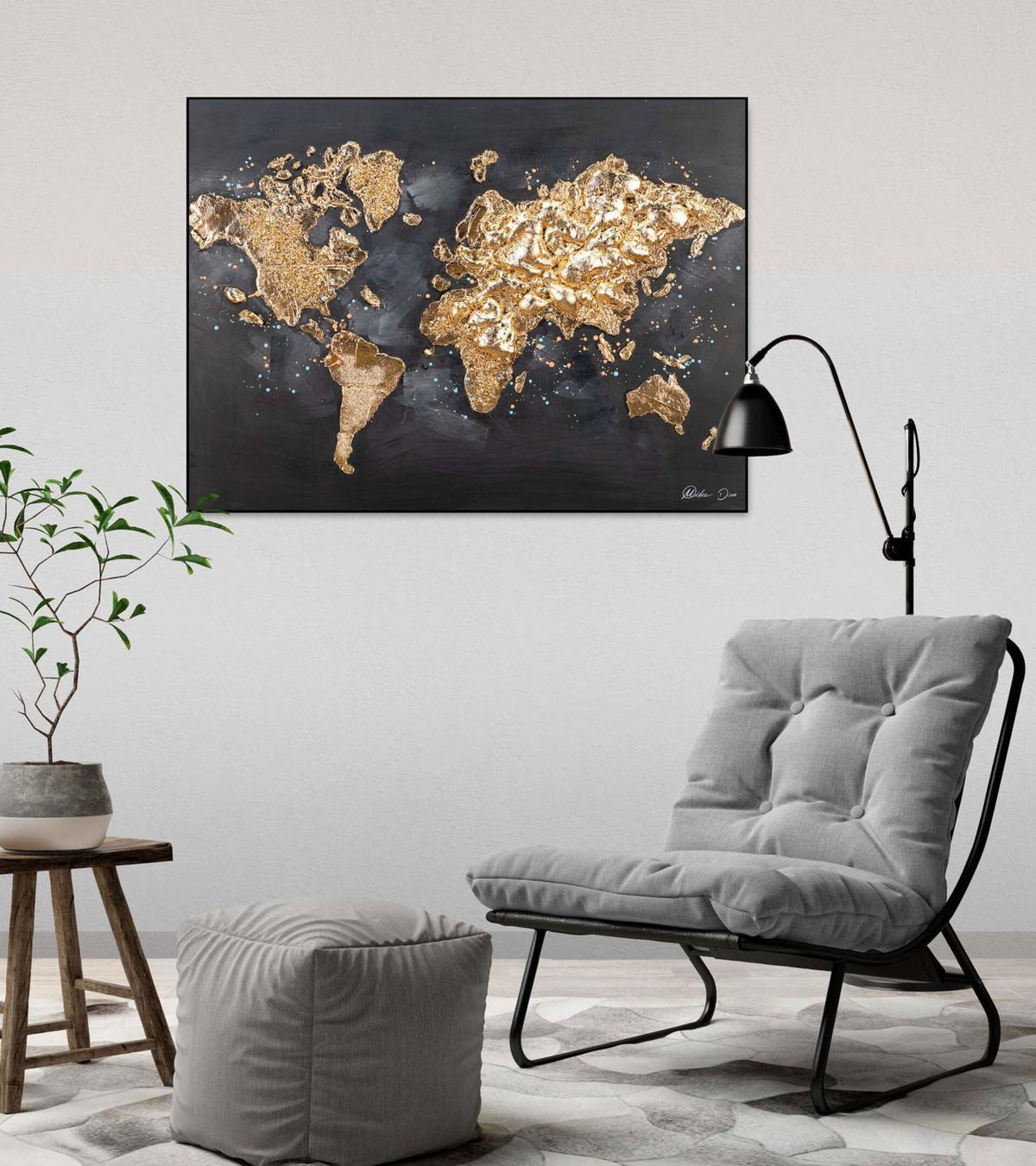 ACRYLBILD HANDGEMALT 100/75 cm - Schwarz, Holz/Textil (100/75cm) - KUNSTLOFT
