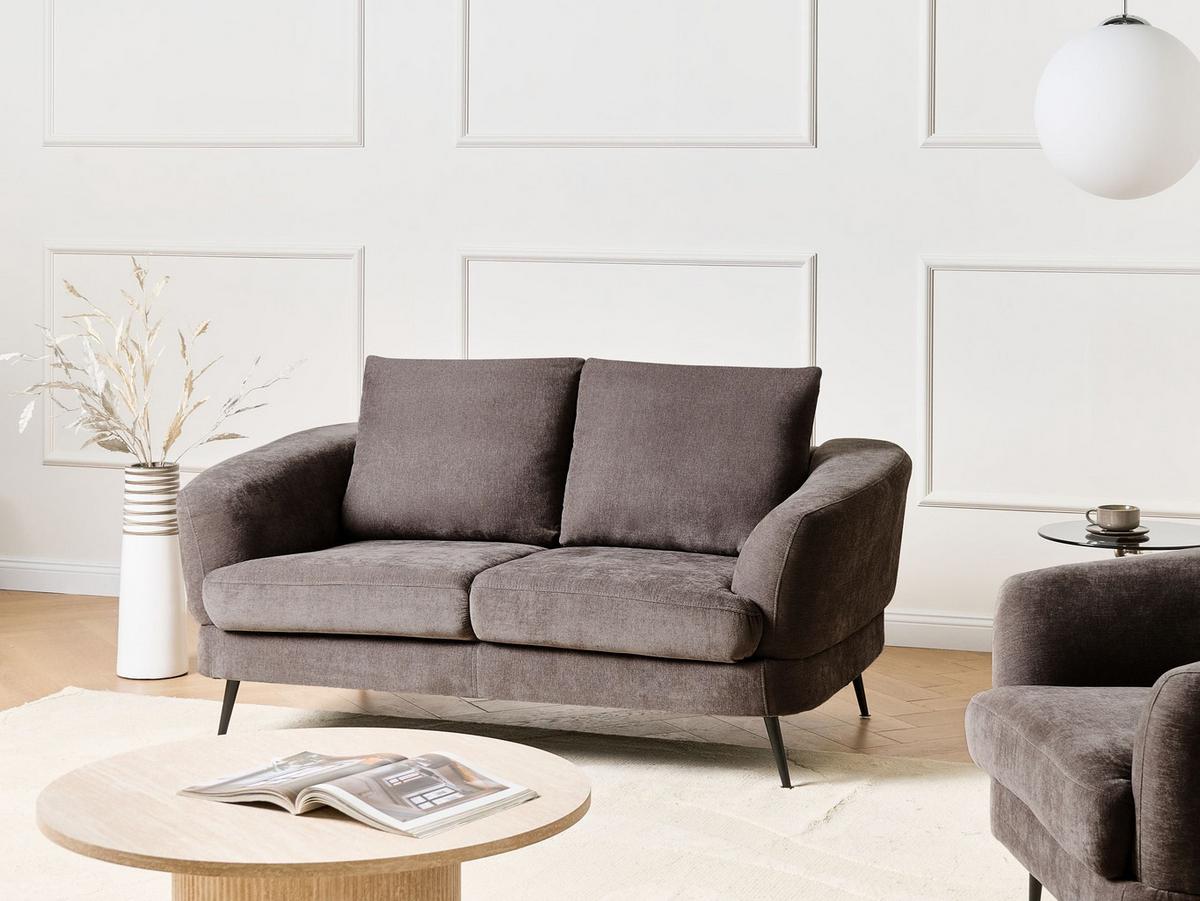 2-SITZER-SOFA Chenillegewebe Taupe Kjaer - Taupe, Textil (155/100/100cm) - Beliani