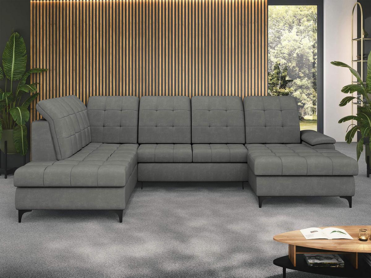 WOHNLANDSCHAFT Enzo, Seite: Rechts - Schwarz/Grau, Holz/Textil (330/105/212cm) - MIRJAN24