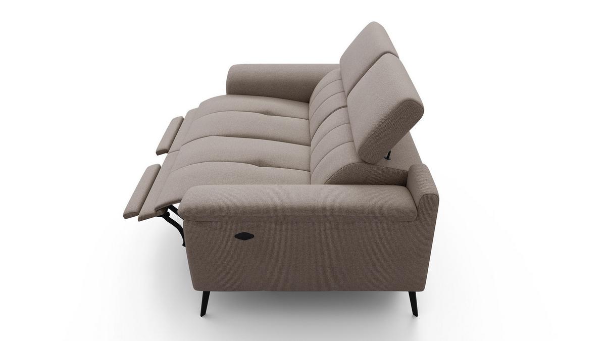 RELAXSOFA FIERO 2-Sitzer mit 2 Relaxfunktionen, taupe - Taupe/Schwarz, Holzwerkstoff/Textil (170/82/103cm) - Wozimo