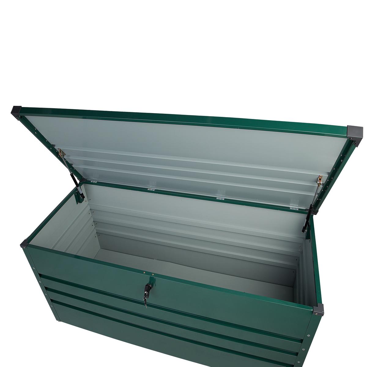 AUFLAGENBOX Stahl dunkelgrün 132/62 cm Cebrosa - Grün, Metall (132/64/62cm) - Beliani