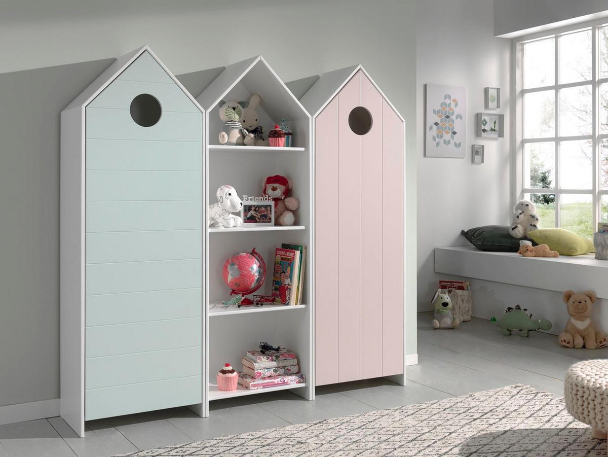 REGALSCHRANK Set Kania mit Standregal MDF+Holzwerkstoff Grün + Rosa - Pink/Grün, Holzwerkstoff (173/171/37cm) - 58aufmkessel