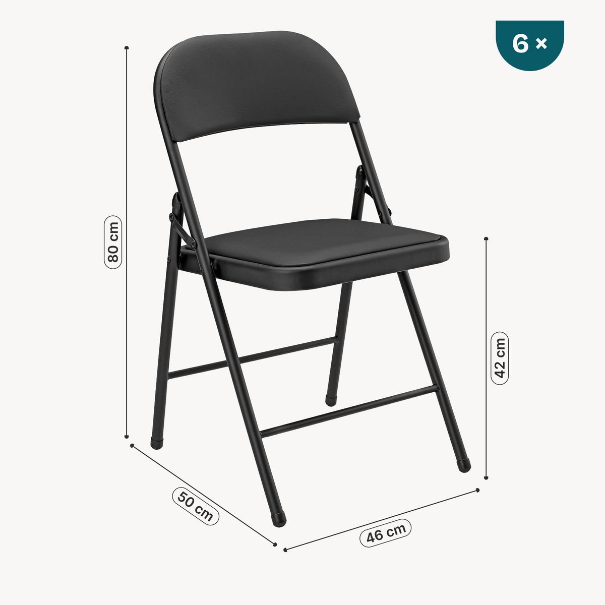 STUHL-SET 6 TLG. - Schwarz, Kunststoff/Metall (46/80/50cm) - pro.tec