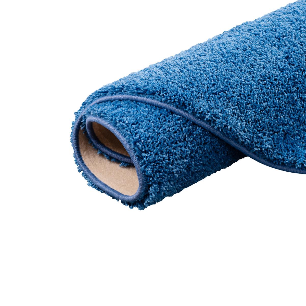 HOCHFLOR SHAGGY TEPPICH PALACE RUND - Blau, Textil (100/100cm) - Snapstyle