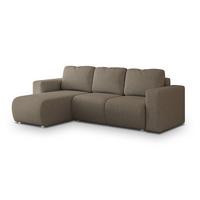 ECKSOFA RINOVA Braun Geflochtener Stoff mit Schlaffunktion - Braun, Holz (250/143cm) - MASSENO