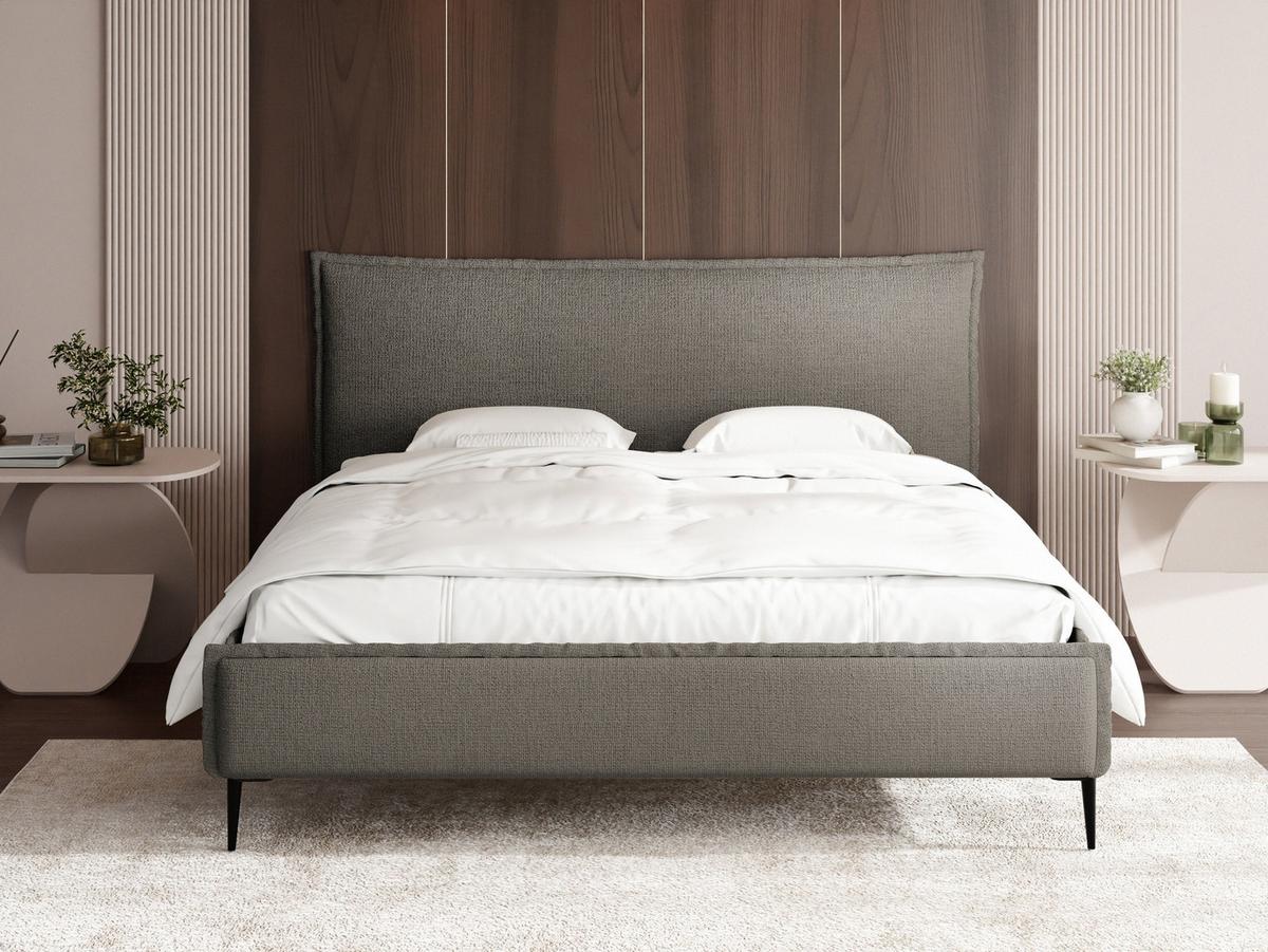POLSTERBETT Pillow Rise mit Bettkasten, Lattenrost & hohen Metallfüßen in Taupe Chenille 200x200 cm - Taupe/Beige, Holz/Holzwerkstoff (200/200cm) - WFL GROUP