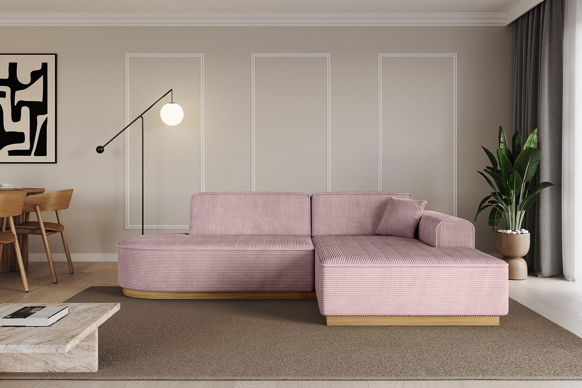 ECKSOFA Ottomane Rechts IREA-L1-v2 - 232x165x80 cm Rosa - Rosa, Holzwerkstoff/Textil (232/165cm) - ALTDECOR