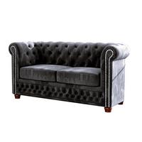 CHESTERFIELD-SOFA 2-sitzer Lauren Schwarz Samt - Schwarz/Braun, Holz/Textil (148/72/86cm) - S-Style Möbel