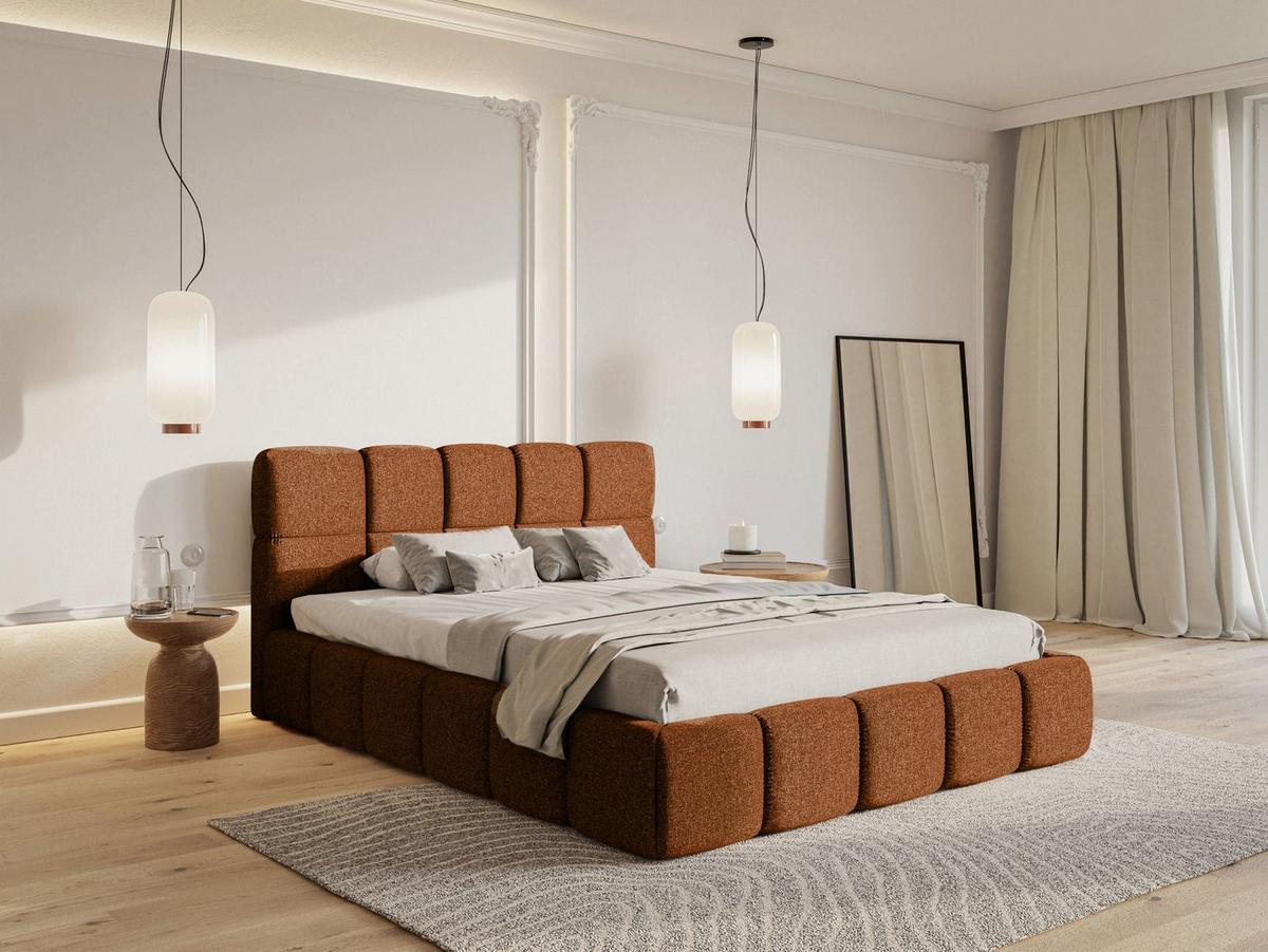 POLSTERBETT Cloudy Kupfer Chenille, 120x200 cm - Schwarz/Kupferfarben, Kunststoff/Textil (120/200cm) - Selsey