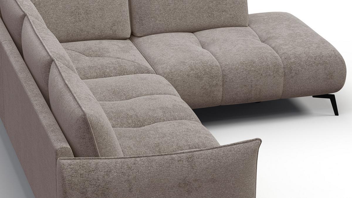 ECKSOFA AERA 5-Sitzer rechts, dunkelbeige - Beige/Schwarz, Holz/Textil (268/206cm) - Wozimo