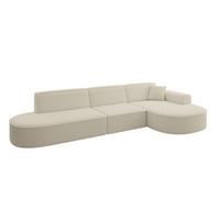 ECKSOFA Ottomane Rechts MARI-L2 - 328x171x79 cm Beige Bouclé - Beige/Schwarz, Holzwerkstoff/Kunststoff (171/328cm) - ALTDECOR