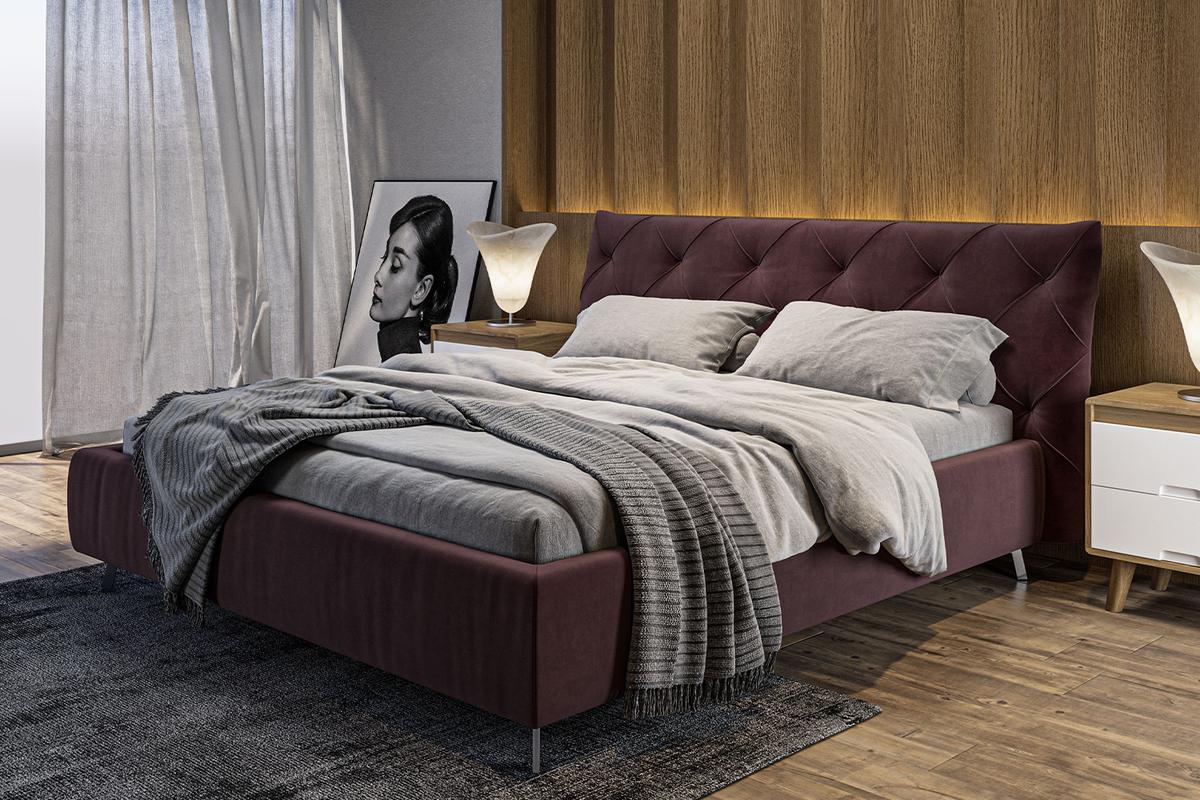 POLSTERBETT ANNY Violett Velvet - Violett, Textil (140/200cm) - KAWOLA