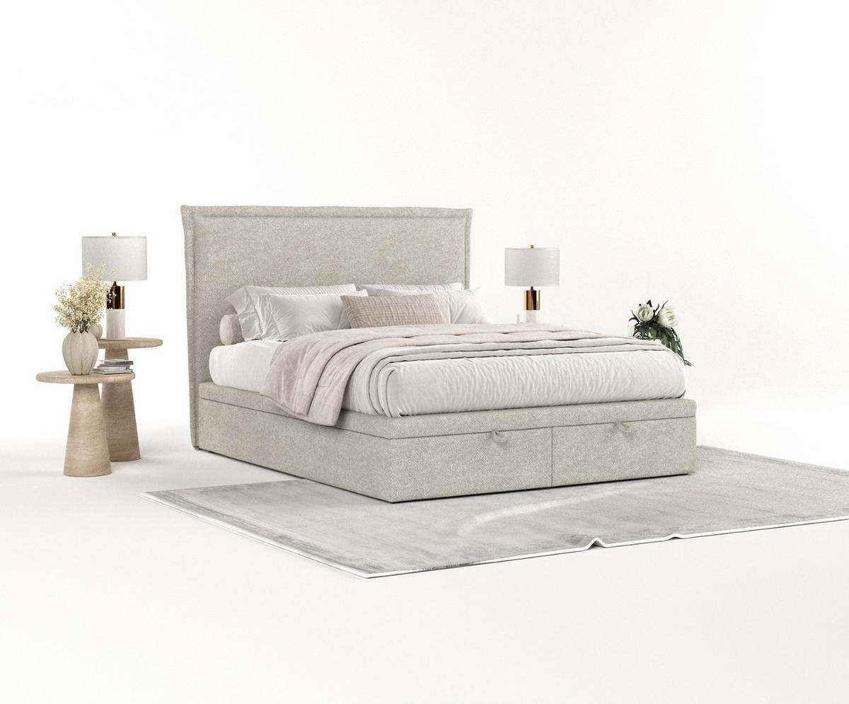 POLSTERBETT Eliot mit Stauraum 140/200 cm Beige im Alta Stoff - Beige/Schwarz, Holz/Holzwerkstoff (140/200cm) - AltaBeds