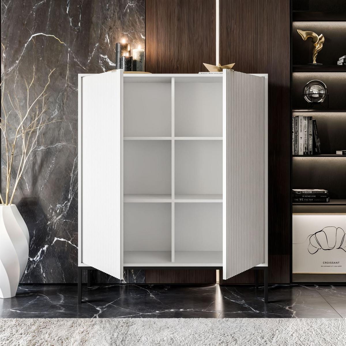 HIGHBOARD CORTADO K104 ZWEIFLUEGELIG WEISS - Schwarz/Weiß, Holzwerkstoff (104/125/39cm) - Lookway