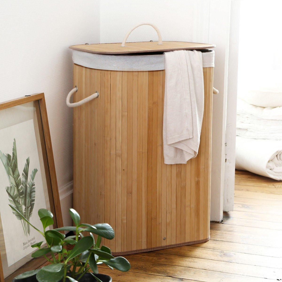 WÄSCHEKORB aus bambus 70l 40/30/60 cm - Apfelbaumfarben, Holz (30/60/40cm) - Calicosy