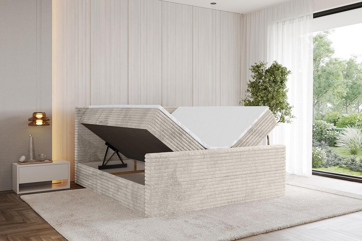 BOXBETT mit Matratze H3 und Lattenrost - TOLO-Z-v1 - 120x200 Cord - Creme - Creme, Holzwerkstoff (120/200cm)