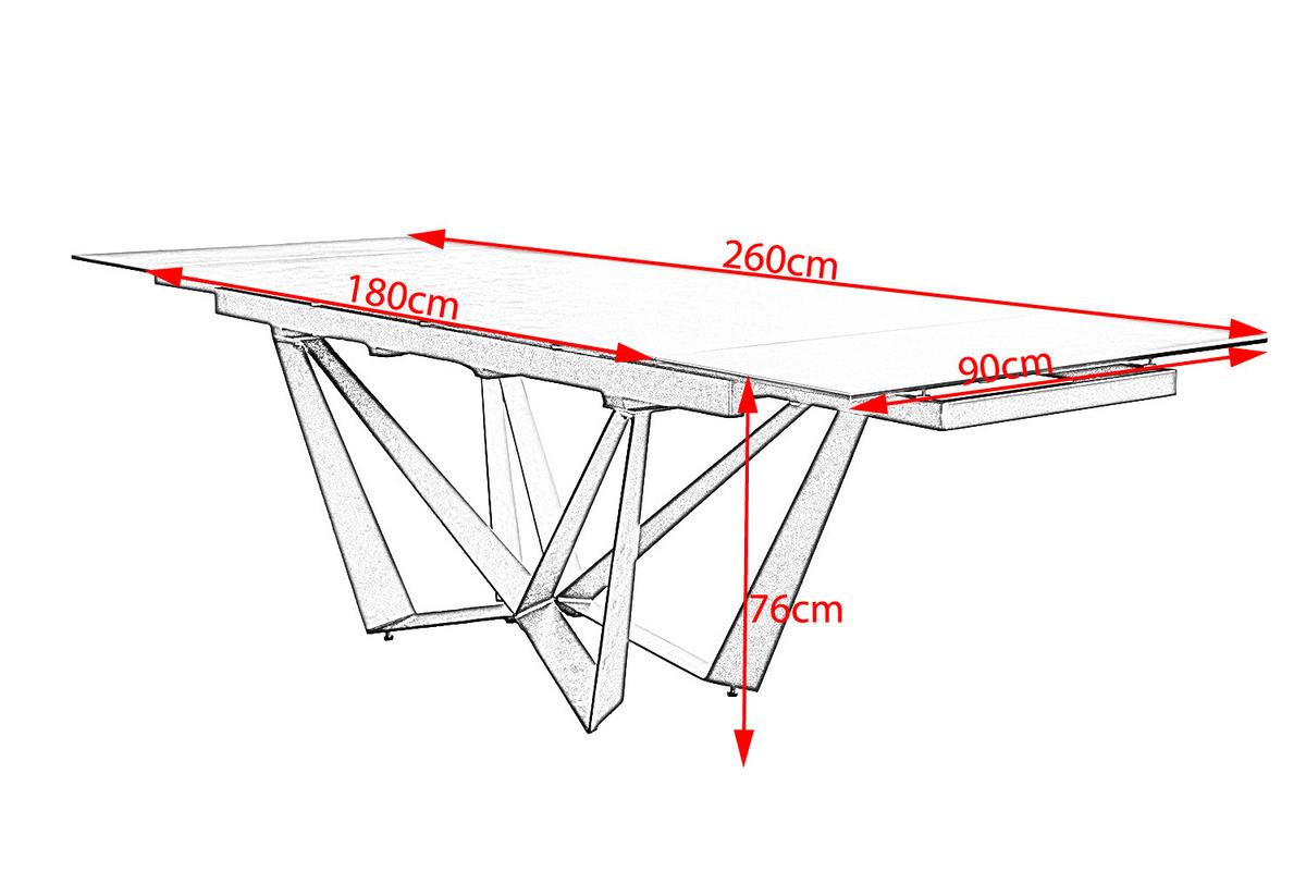 ESSTISCH ISTAR Grau Glas - Schwarz/Grau, Glas/Metall (90/180/76cm) - KAWOLA