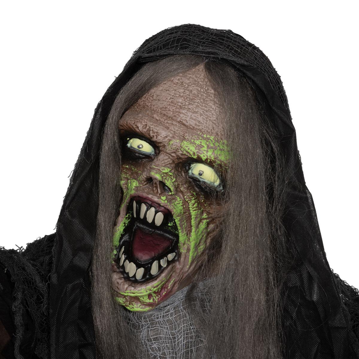 HALLOWEEN DECORATIONS 183cm Hängendes Monster mit grün LED-Lichter, Soundfunktion - Schwarz, Kunststoff (18/183/70cm) - HOMCOM