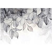 FOTOTAPETE Blätter Grau Natur Wohnzimmer Vlies Tapete 350x250 - Grau, Papier (350/250cm) - Wallarena