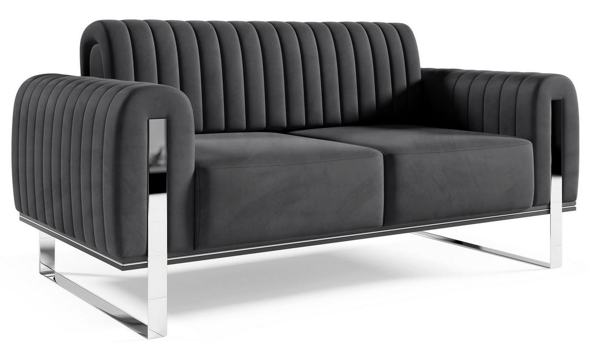 SOFA Parissa 164 cm - Dunkelgrau, Textil/Metall (164/79/92cm) - Selsey