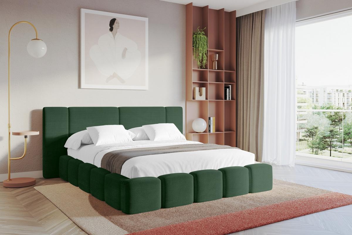 POLSTERBETT mit Bettkasten und Lattenrost, Boxbett ohne Matratze - NILO 180x200 Grün - Grün, Holzwerkstoff/Textil (180/200cm) - ALTDECOR