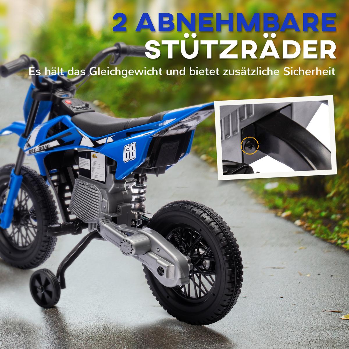 ELEKTROMOTORRAD, Kunststoff, Metall, Blau - Blau, Metall (56/107cm) - AIYAPLAY