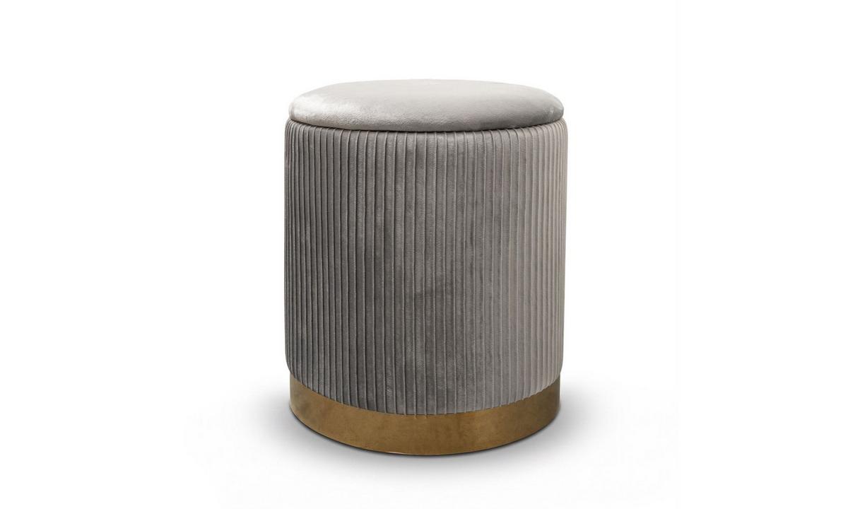 HOCKER-SET GEMINI 37/37/42 cm Grau - Goldfarben/Grau, Textil/Metall (37/42/37cm) - Lookway