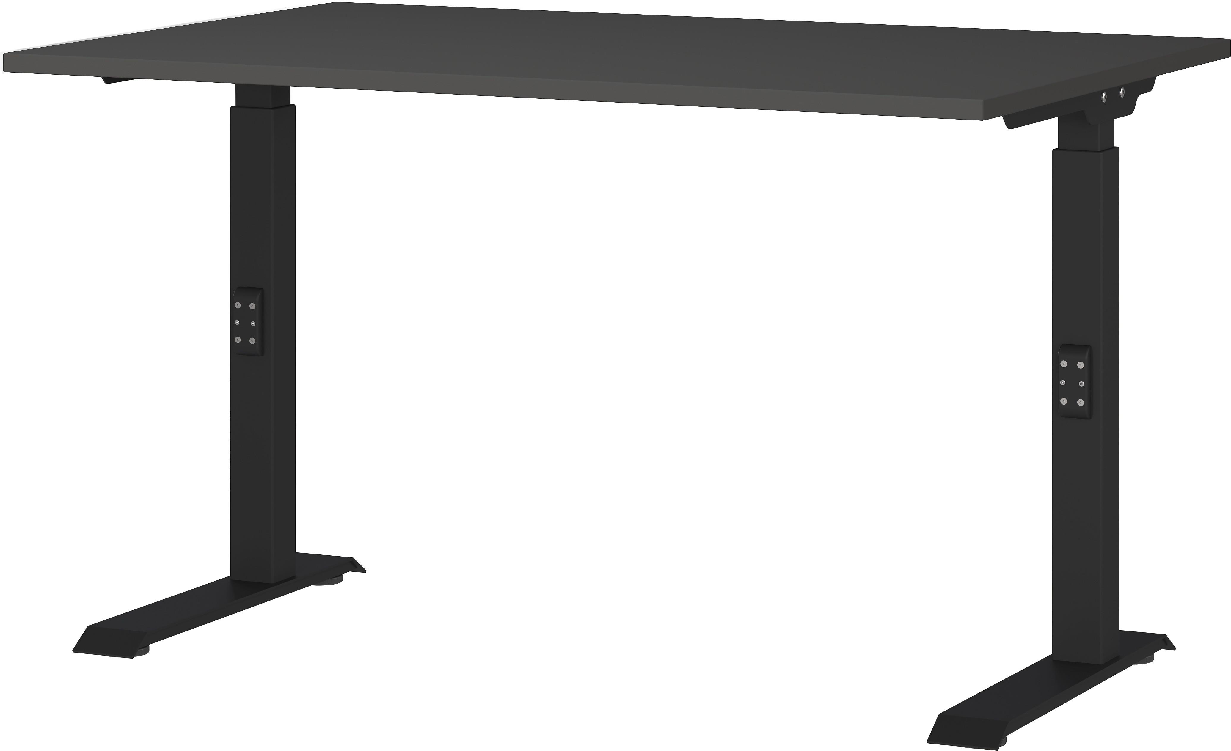 SCHREIBTISCH höheneinstellbar "Stuttgart" 68-91cm Graphit 120x80cm, C-Fuß - Schwarz, Holzwerkstoff/Metall (80/120/91cm) - KADIMA DESIGN