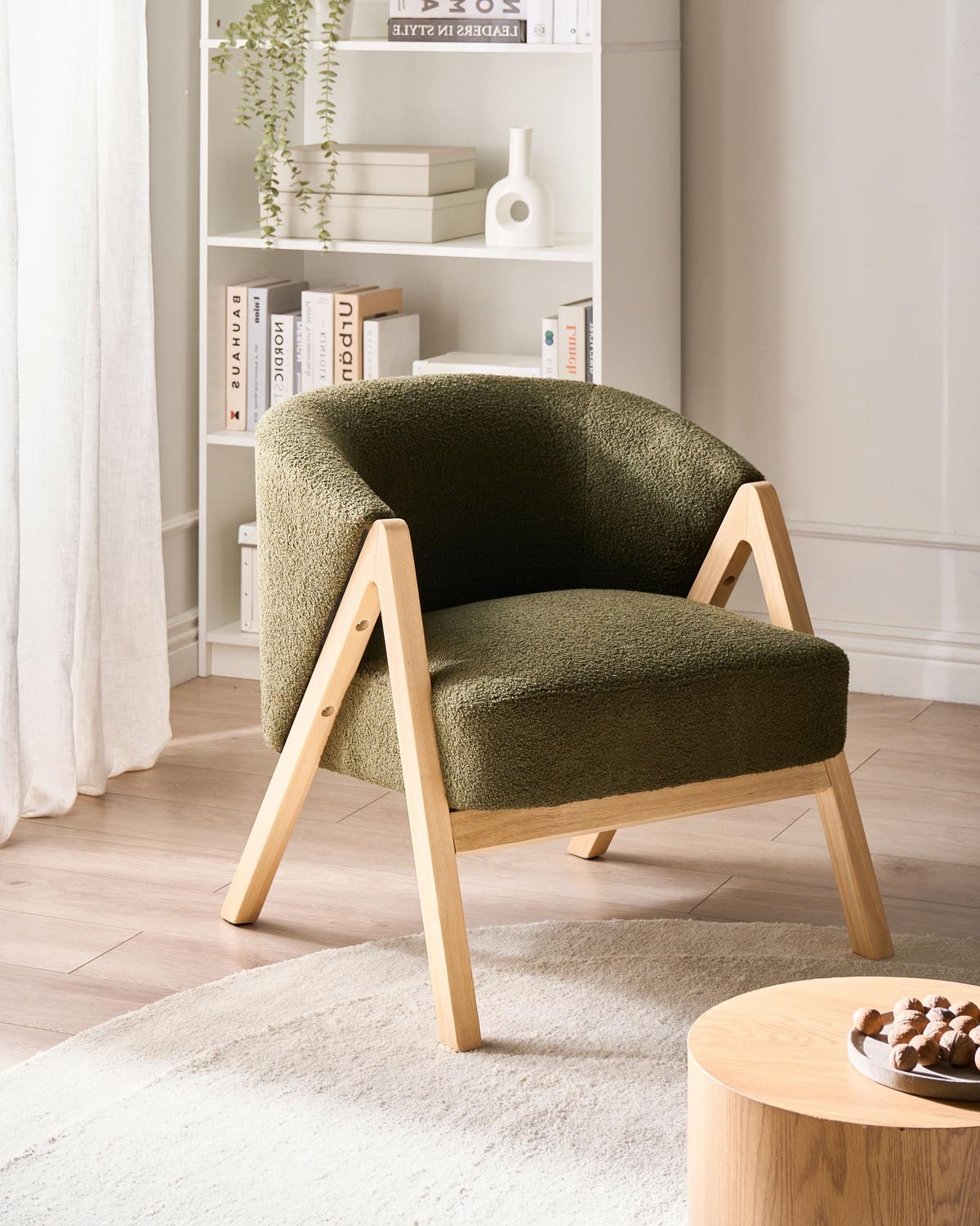 SESSEL Dunkelgrün Skei - Dunkelgrün/Braun, Textil (67/69/66cm) - Beliani