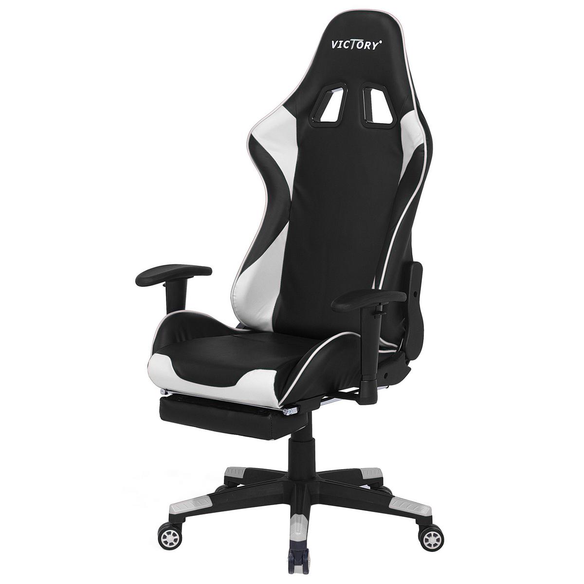 BÜROSTUHL Kunstleder Schwarz/Weiß Victory - Schwarz, Kunststoff/Textil (60/124/60cm) - Beliani