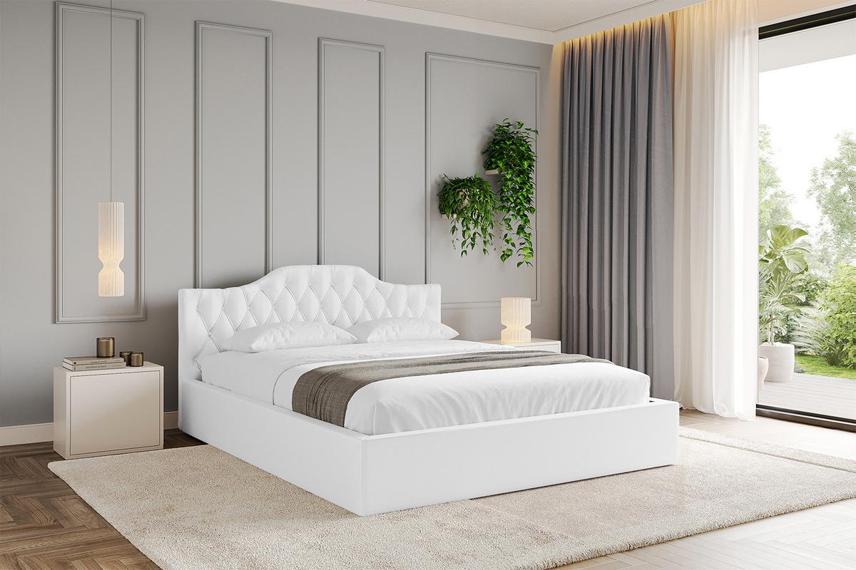 POLSTERBETT mit Bettkasten und Lattenrost, Bett mit Matratze H3/H4 - FALIO-V1 120x200 Weiß Kunstleder - Weiß Hochglanz, Holzwerkstoff/Textil (120/200cm) - ALTDECOR