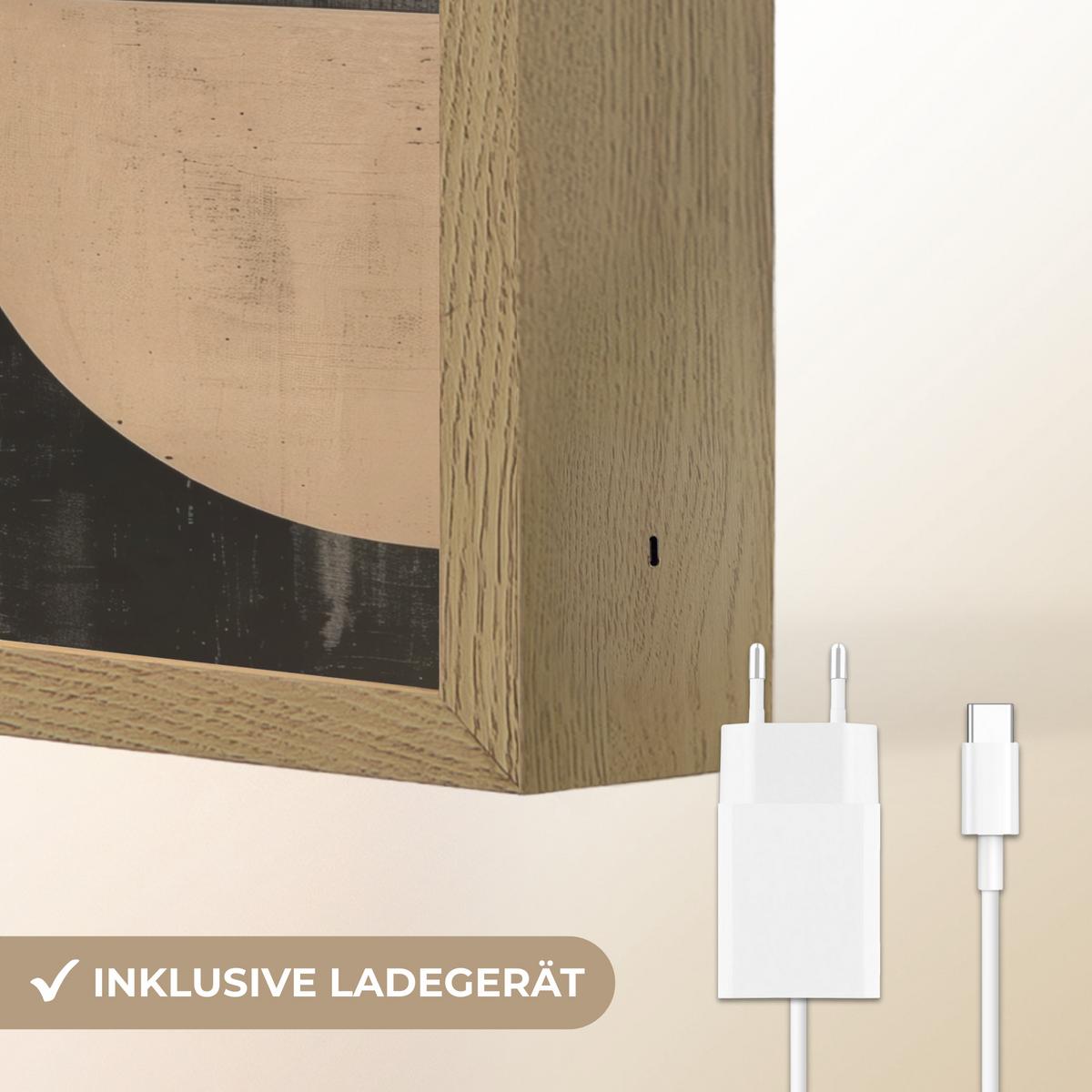 WANDLEUCHTE MIT AKKU Abstrakt - Formen - Modern - Beige 40x30 cm - Grau, Holzwerkstoff (40/30/8cm) - OnlyWow