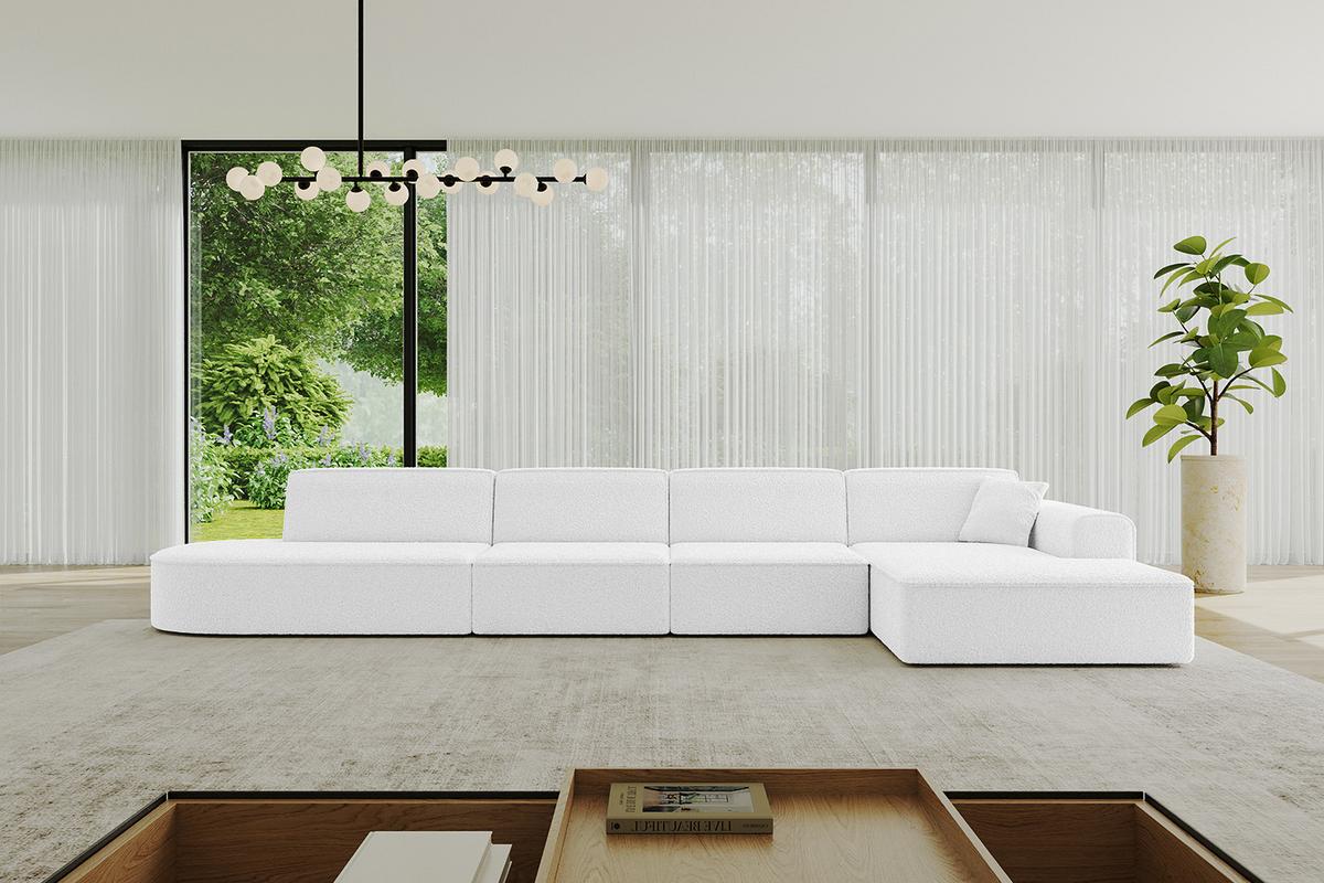 ECKSOFA Ottomane Rechts IREA-L3-v3 - 412x165x77 cm Weiß - Weiß, Holzwerkstoff/Textil (412/165cm) - ALTDECOR