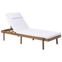 SONNENLIEGE mit Kissen Weiß Marcetelli - Hellbraun, Holz (65/36/188cm)