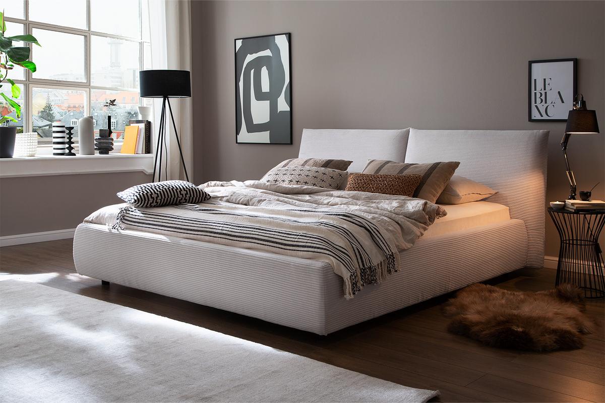 POLSTERBETT HENRY Cremeweiß Cord - Creme/Weiß, Textil (140/200cm) - KAWOLA