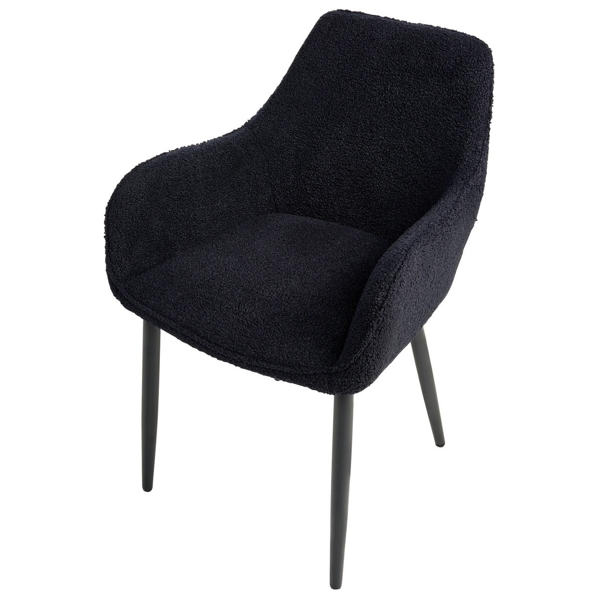 ESSZIMMERSTUHL 2er-Set Bouclé Schwarz Alden - Schwarz, Textil (59/85/61cm) - Beliani