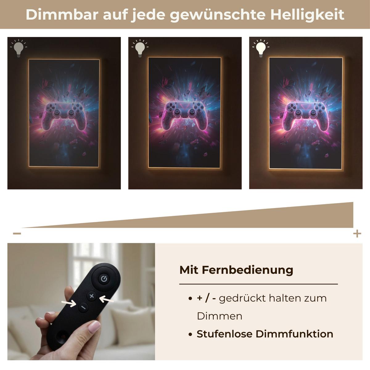 NACHTTISCHLAMPE MIT AKKU Controller - Neon - Explosion - Abstrakt 70x100 cm - Violett, Holzwerkstoff (8/70/100cm) - OnlyWow