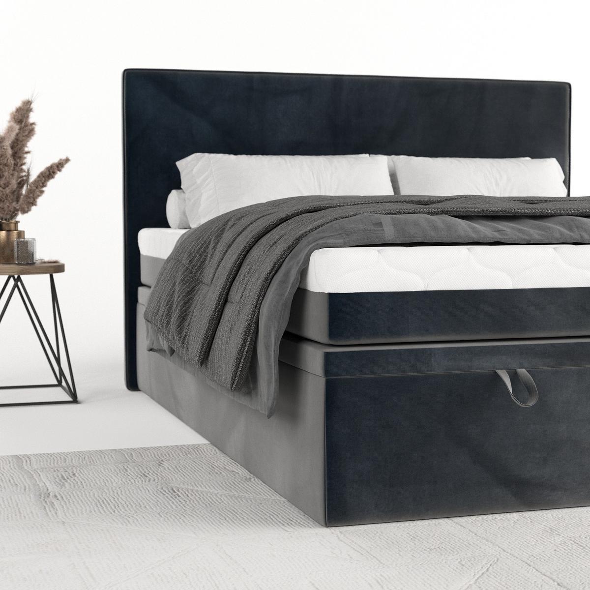 BOXBETT Zalla 140/200 cm Anthrazit im Paros Stoff - Anthrazit/Schwarz, Holz/Holzwerkstoff (140/200cm) - AltaBeds