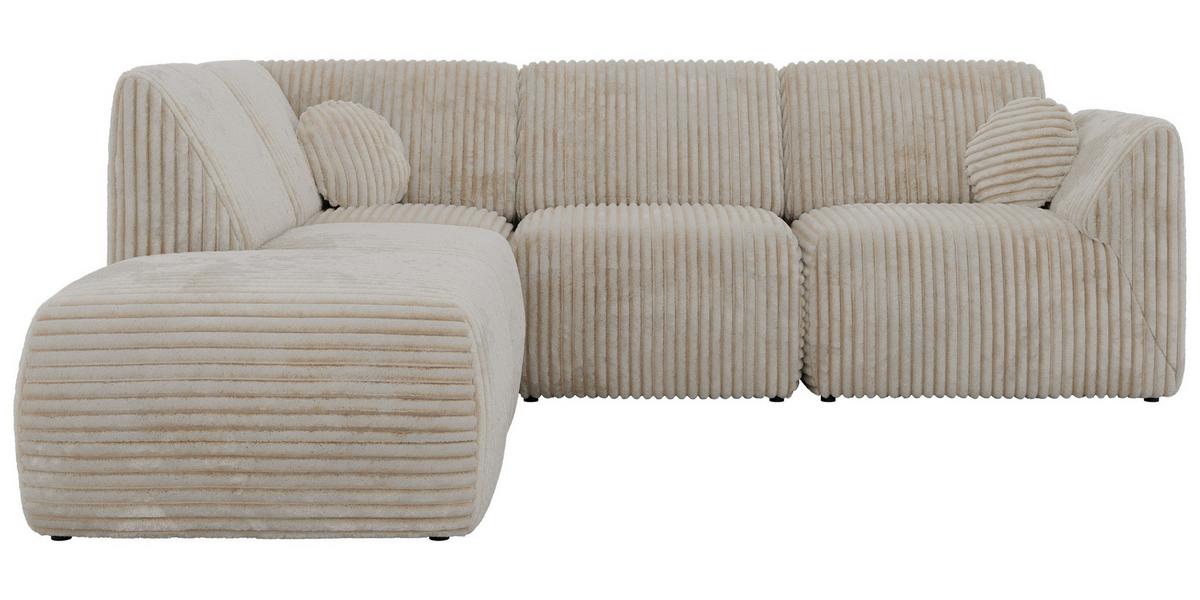 ECKSOFA NOARA 5M L Beige Cord - Links - Beige/Schwarz, Kunststoff/Textil (244/267cm) - MKS