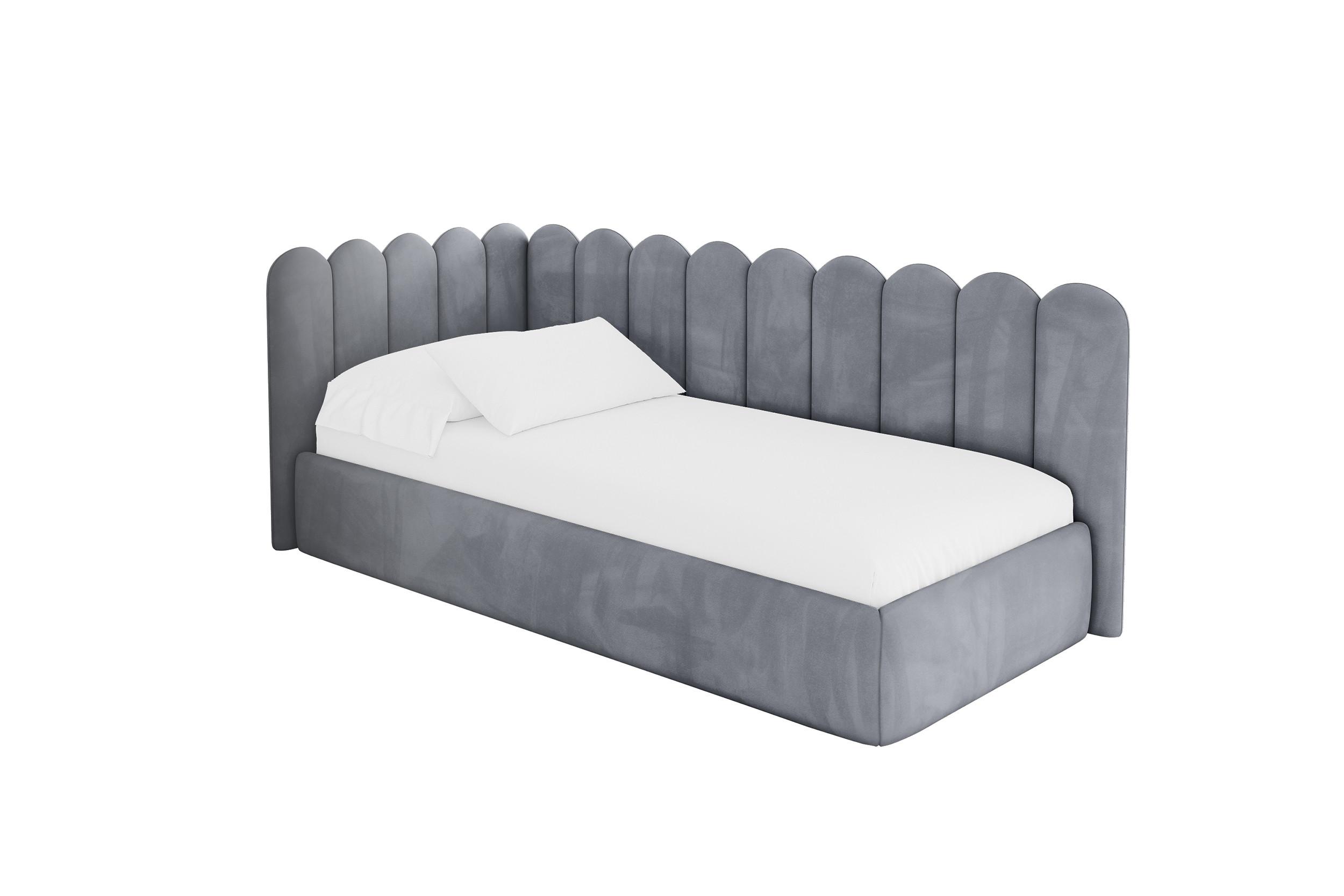 EINZELLBETT Jugendbett mit Bettkasten und Matratze H3/H4, Rechts - ARTY 100x200 Grau - Blaugrau, Holzwerkstoff/Textil (100/200cm) - ALTDECOR