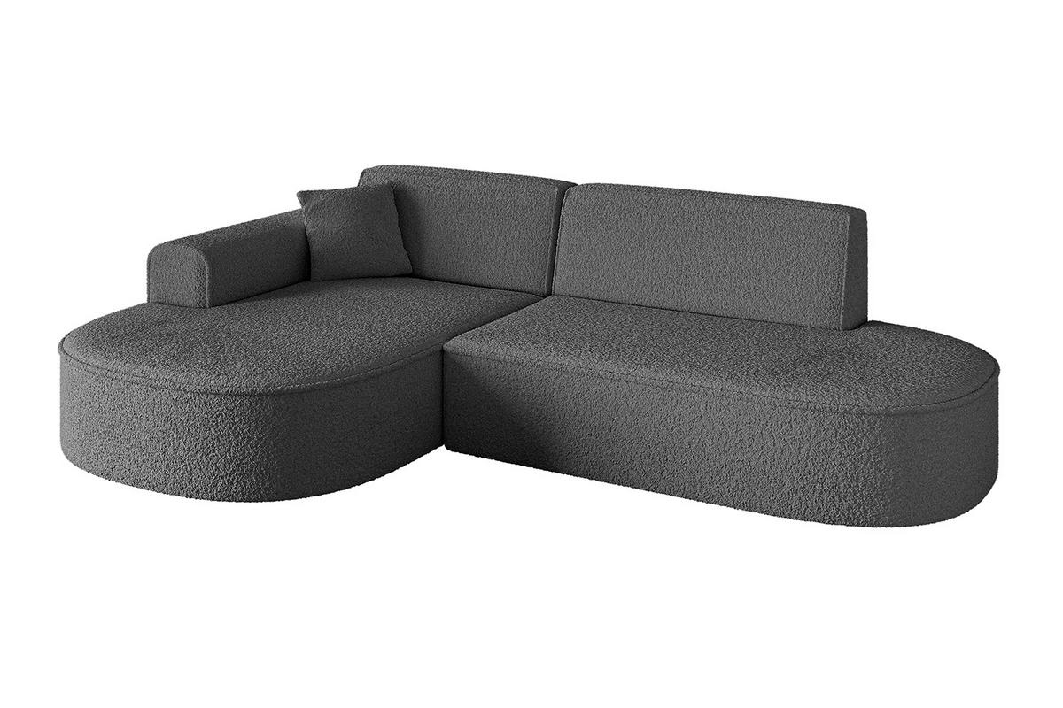 ECKSOFA Ottomane Links MARI-L1 - 243x171x79 cm Grau Bouclé - Schwarz/Grau, Holzwerkstoff/Kunststoff (163/234cm) - ALTDECOR
