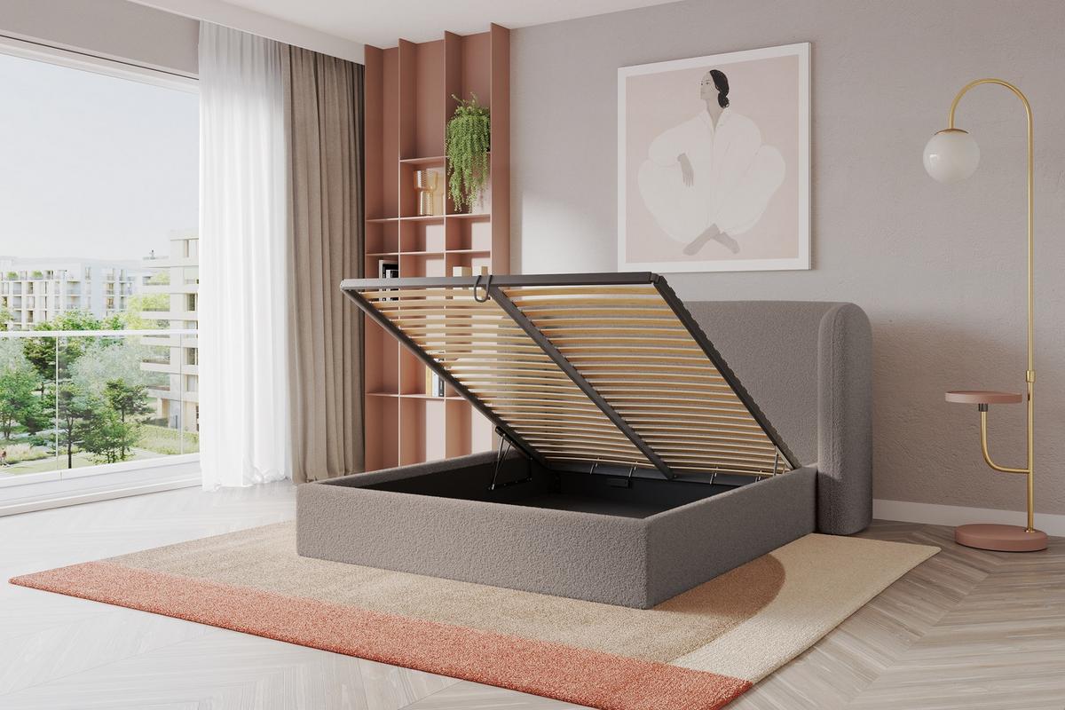 POLSTERBETT mit Bettkasten und Lattenrost, Bett mit Matratze H3/H4 - ESTI 140x200 Braun - Braun, Holzwerkstoff/Textil (140/200cm) - ALTDECOR