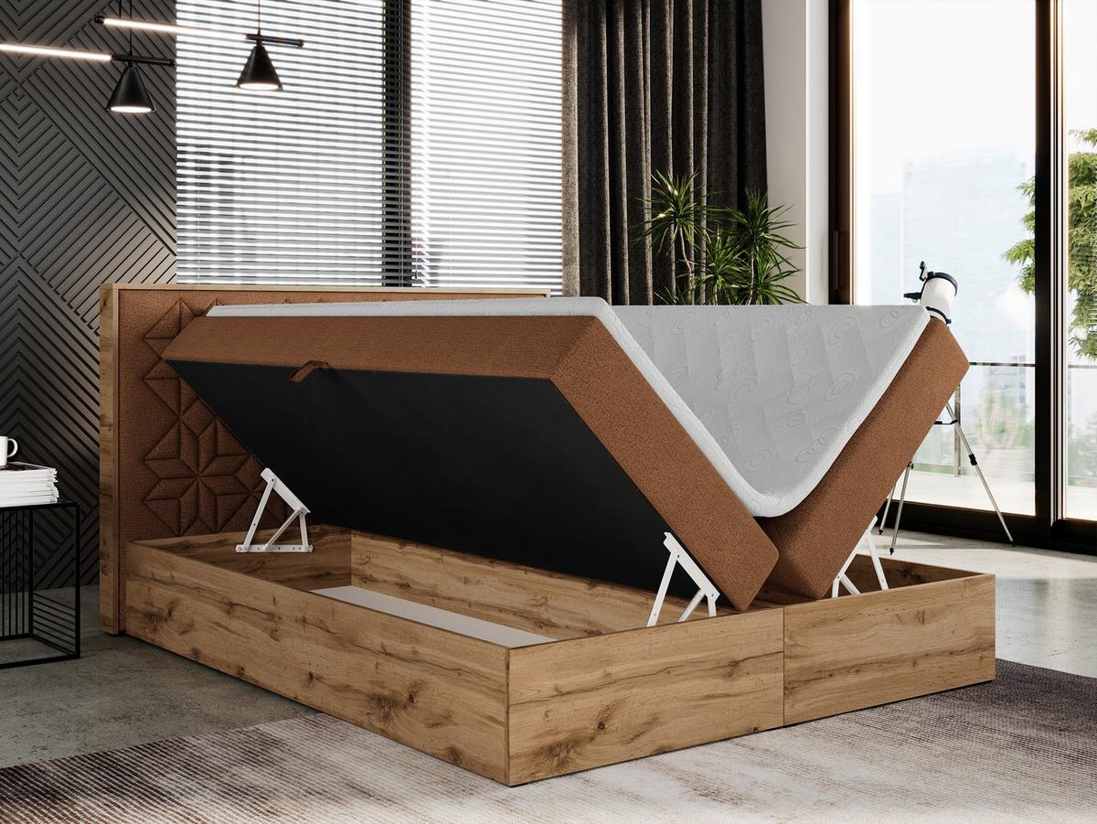 BOXBETT NESSI - 200/200 Orange Struktur - H4 - Orange, Holz/Textil (200/200cm) - MKS