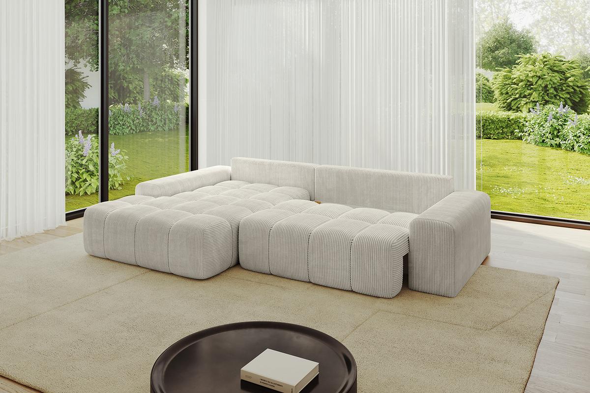 ECKSOFA Ottomane Links ENSI-L - 267x164x69 cm Creme - Ecru/Creme, Holzwerkstoff/Kunststoff (267/164cm) - ALTDECOR