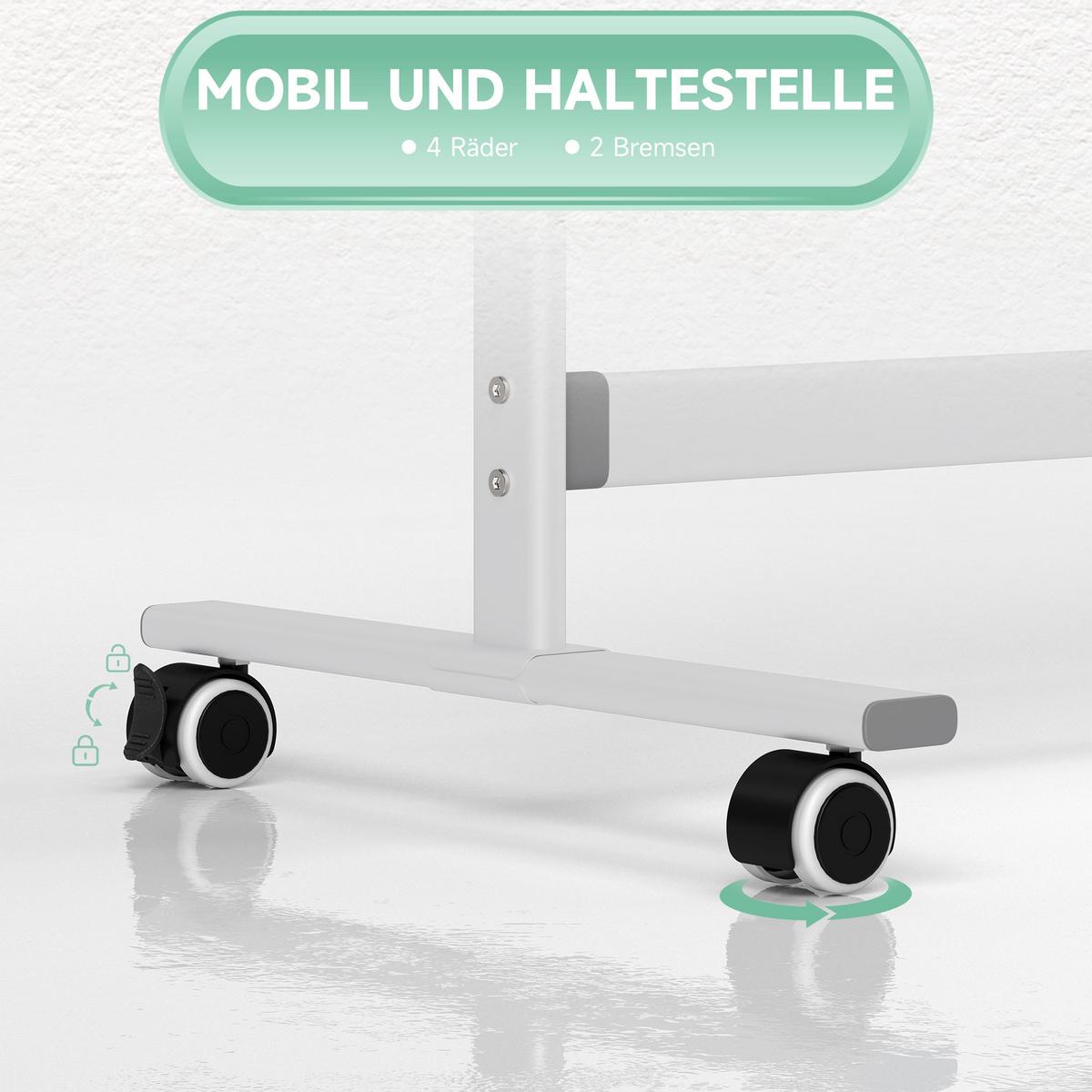 WHITEBOARD,120 x 90 cm, magnetisch, drehbar, mobil, inkl. Marker & Schwamm - Weiß, Metall (50/165/127cm) - HOMCOM